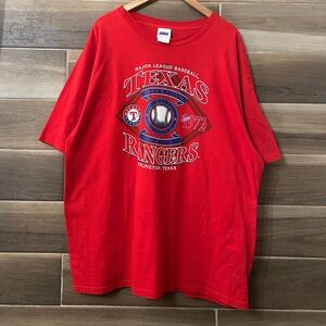 Vintage Texas Rangers MLB Baseball Red Graphic T Shirt Size XL Baggy Oversized